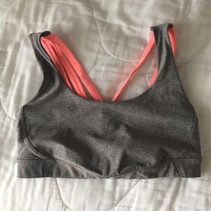 Lululemon Energy Exhale Bra in Grey & Coral Pink